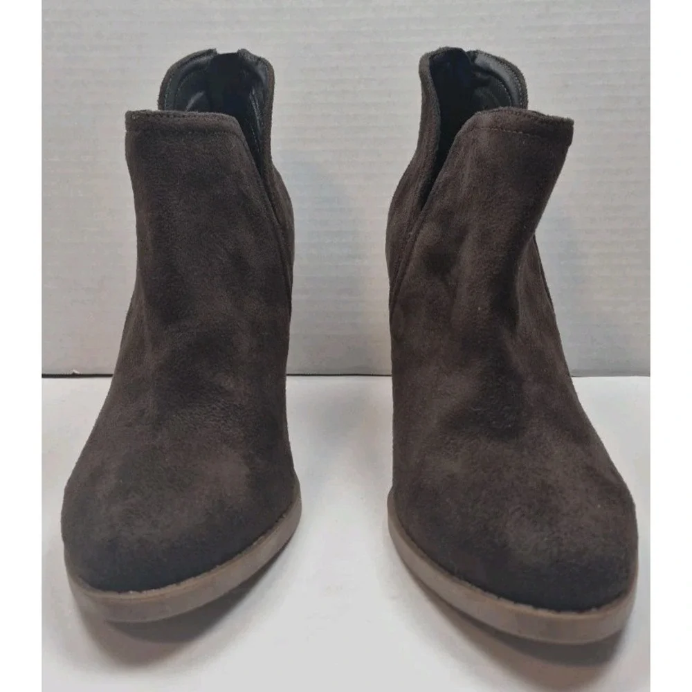 Joie Booties Womens 7.5M Brown Kayden Block Heel Back Zip Ankle Cowgirl Boot EUC